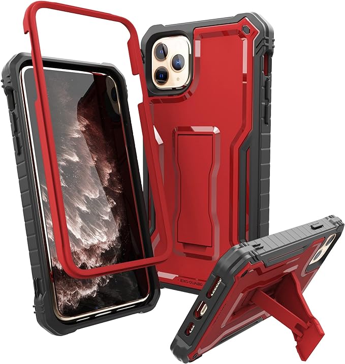 ExoGuard for iPhone 11 Series Case, Rubber Shockproof Full-Body Cover Case Built-in Screen Protector with Kickstand for iPhone 11/iPhone 11 Pro/iPhone 11 Pro Max