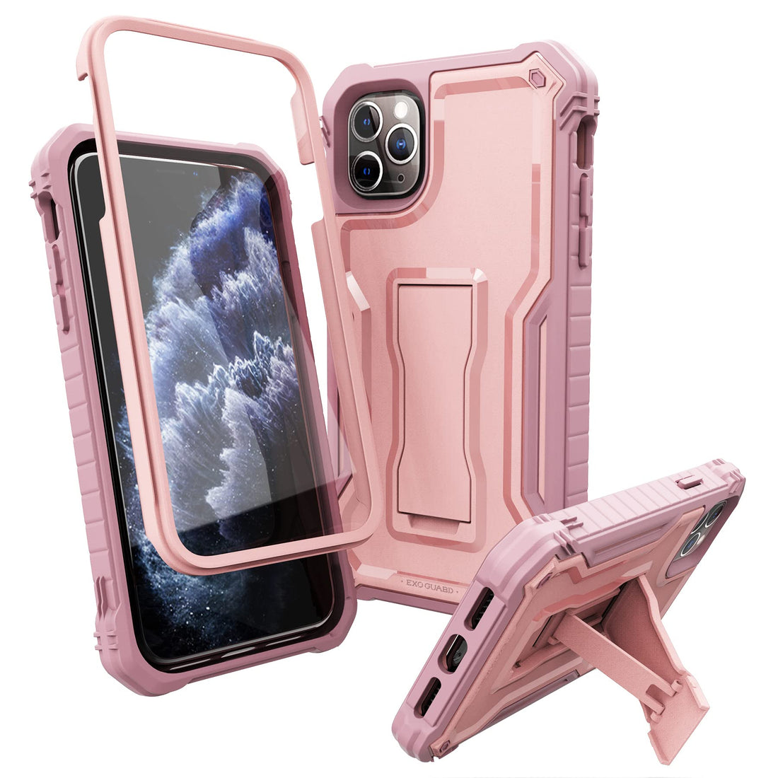 ExoGuard for iPhone 11 Series Case, Rubber Shockproof Full-Body Cover Case Built-in Screen Protector with Kickstand for iPhone 11/iPhone 11 Pro/iPhone 11 Pro Max