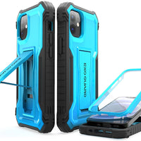 ExoGuard for iPhone 12 Series Case, Rubber Shockproof Full-Body Cover Case Built-in Screen Protector with Kickstand for iPhone 12/iPhone 12 Mini/iPhone 12 Pro/iPhone 12 Pro Max