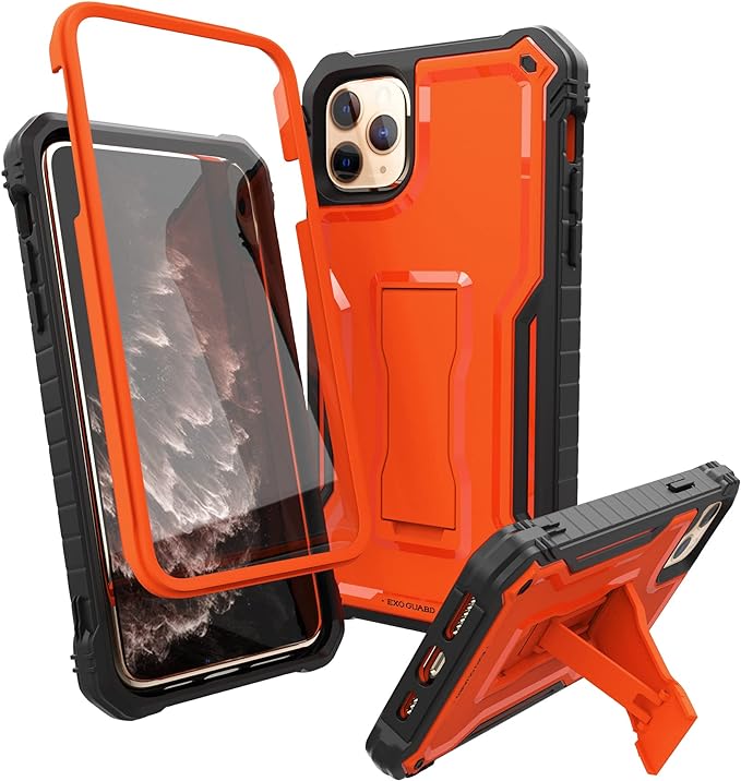 ExoGuard for iPhone 11 Series Case, Rubber Shockproof Full-Body Cover Case Built-in Screen Protector with Kickstand for iPhone 11/iPhone 11 Pro/iPhone 11 Pro Max