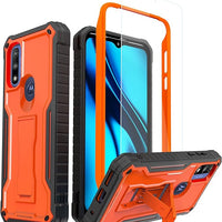 ExoGuard for Moto G Pure Case, Rubber Shockproof Full-Body Cover Case with Tempered Glass Screen Protector Built-in Kickstand