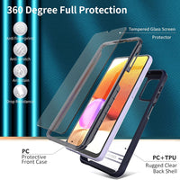 ExoGuard for Samsung Galaxy A32 5G Case with Screen Protector, Dual Layer Full Body Protection Cover Clear Back Phone Case for Samsung A32 5G (Blue)