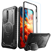 ExoGuard for Samsung Galaxy S24 Series Case with Screen Protector,Rubber Full-Body Cover Protective Case with Camera Cover and Kickstand Function for Samsung S24 / Samsung S24 Plus / Samsung S24 Ultra