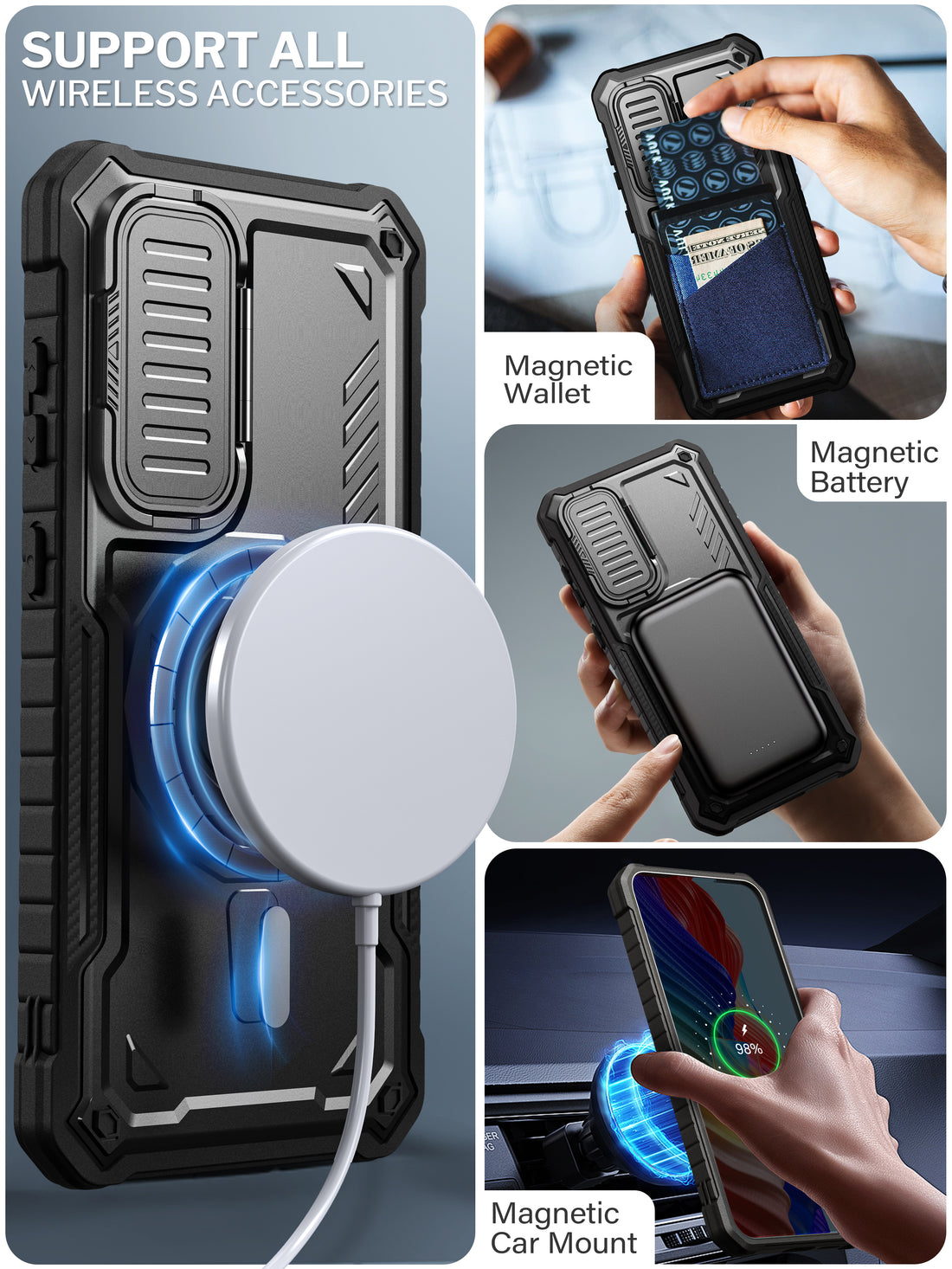 ExoGuard for Samsung Galaxy S24 Series Case with Screen Protector,Rubber Full-Body Cover Protective Case with Camera Cover and Kickstand Function for Samsung S24 / Samsung S24 Plus / Samsung S24 Ultra