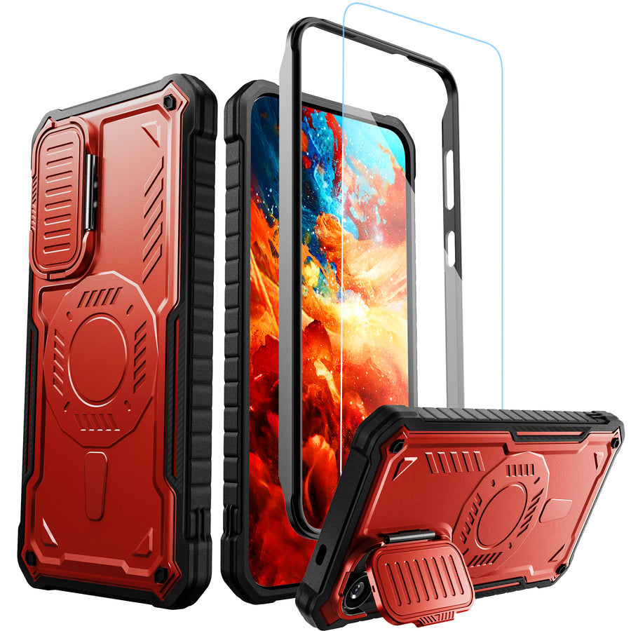 ExoGuard for Samsung Galaxy S24 Series Case with Screen Protector,Rubber Full-Body Cover Protective Case with Camera Cover and Kickstand Function for Samsung S24 / Samsung S24 Plus / Samsung S24 Ultra