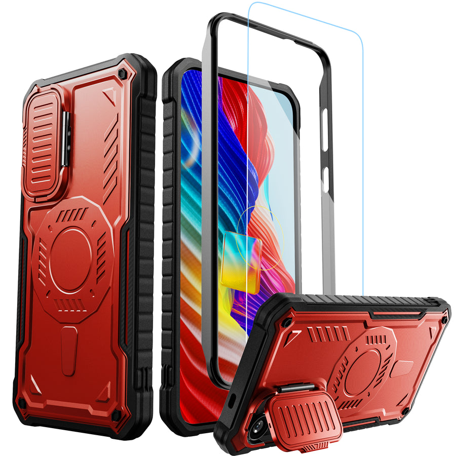 ExoGuard for Samsung Galaxy S24 Series Case with Screen Protector,Rubber Full-Body Cover Protective Case with Camera Cover and Kickstand Function for Samsung S24 / Samsung S24 Plus / Samsung S24 Ultra