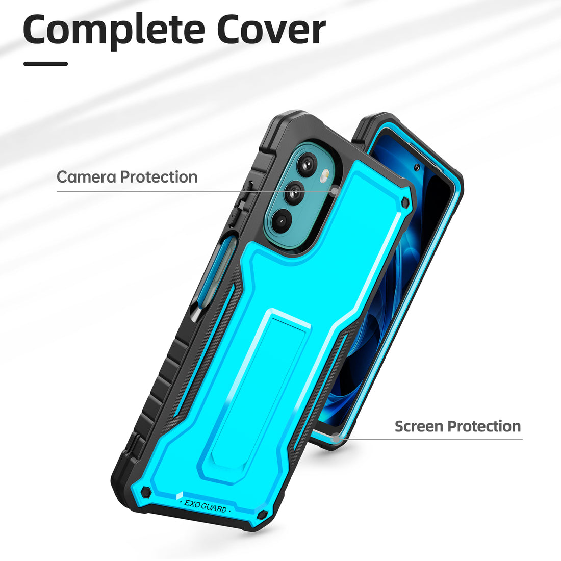 ExoGuard for Moto G 5G 2022 Case, Rubber Shockproof Full-Body Cover Case Come with a Tempered Glass Screen Protector and Kickstand Compatible with Moto G 2022 Phone