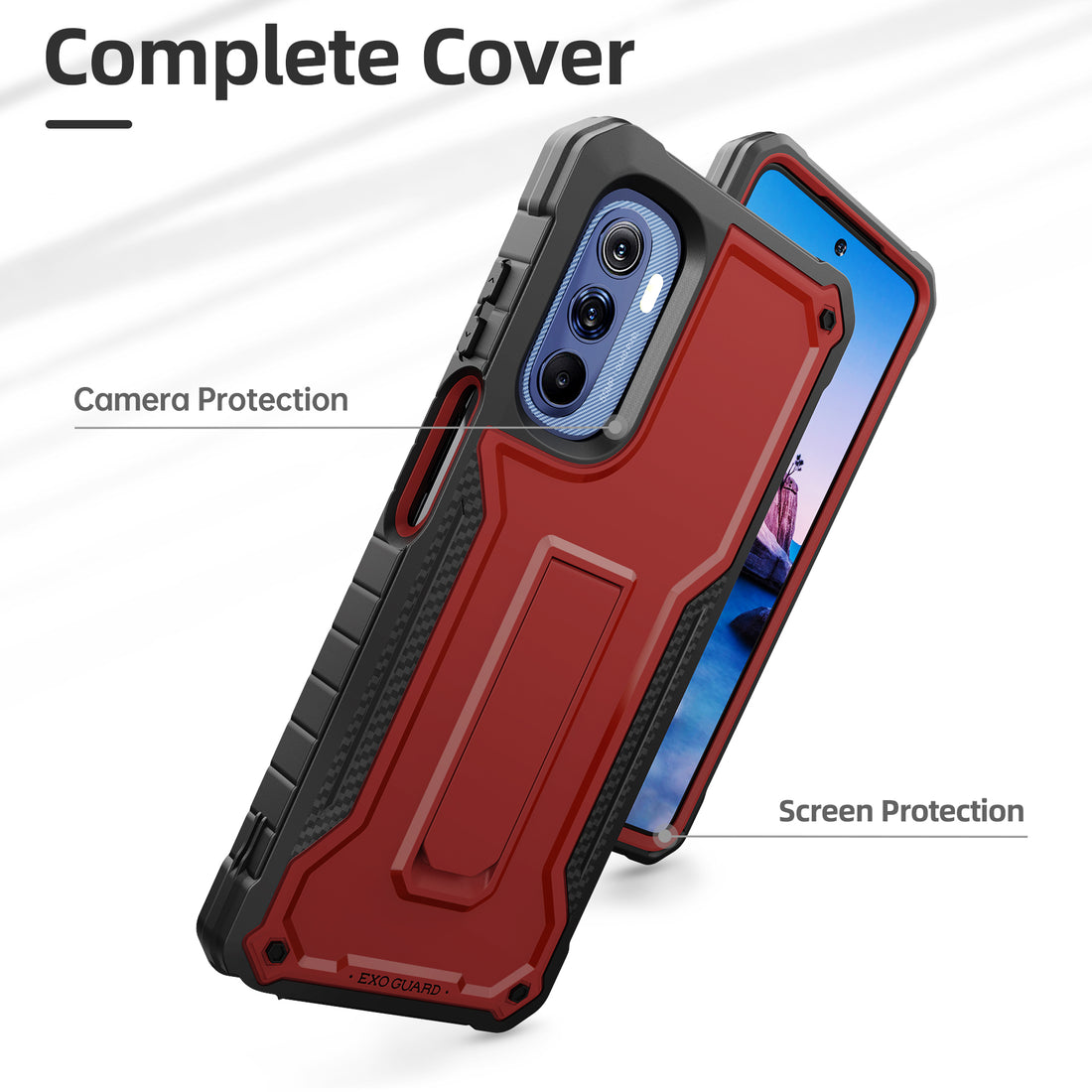 ExoGuard for Moto G Stylus 2022 Case, Rubber Shockproof Full-Body Cover Case Come with a Tempered Glass Screen Protector and Kickstand Compatible with Moto G Stylus 2022 Phone