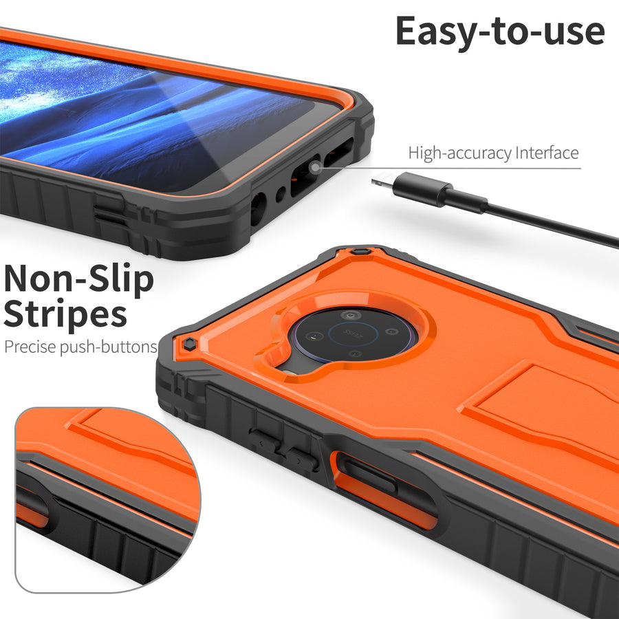 ExoGuard for Nokia X100 Case, Rubber Shockproof Full-Body Cover Case with Tempered Glass Screen Protector Built-in Kickstand