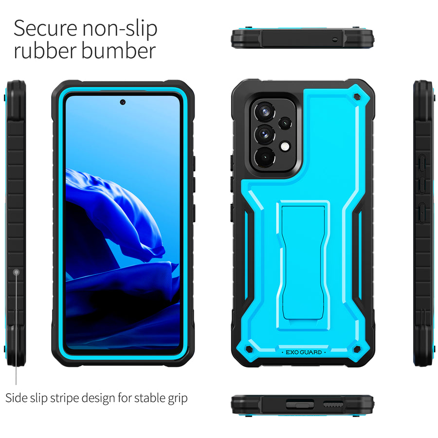 ExoGuard for Samsung Galaxy A53 Case, Rubber Shockproof Full-Body Cover Case with Screen Protector for Samsung A53 5G Phone, Built-in Kickstand