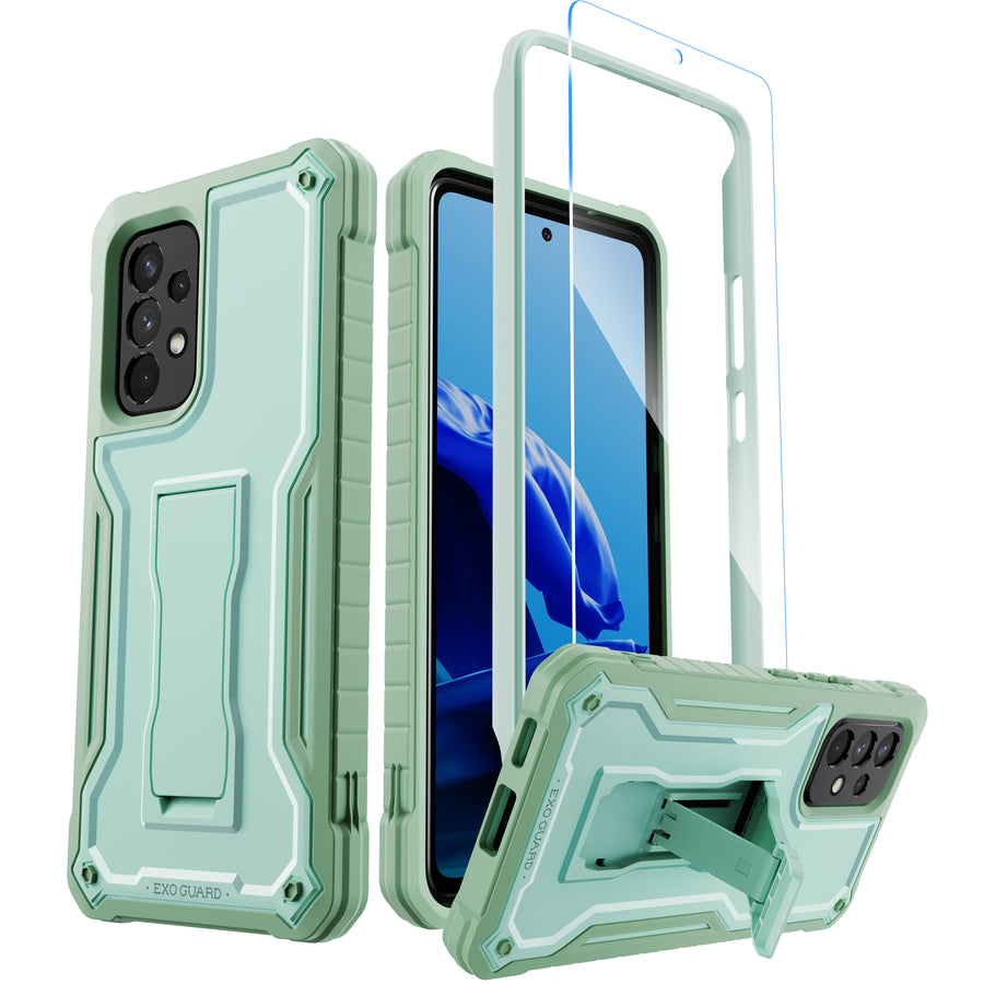 ExoGuard for Samsung Galaxy A53 Case, Rubber Shockproof Full-Body Cover Case with Screen Protector for Samsung A53 5G Phone, Built-in Kickstand