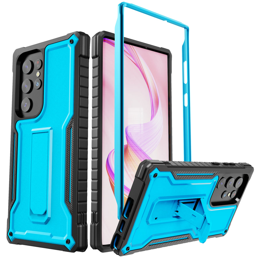 ExoGuard for Samsung Galaxy S23 Series Case, Rubber Shockproof Heavy Duty Case with Screen Protector Built-in Kickstand for Samsung S23 / Samsung S23 Plus / Samsung S23 Ultra（S23 Ultra Does not come with a screen protector）