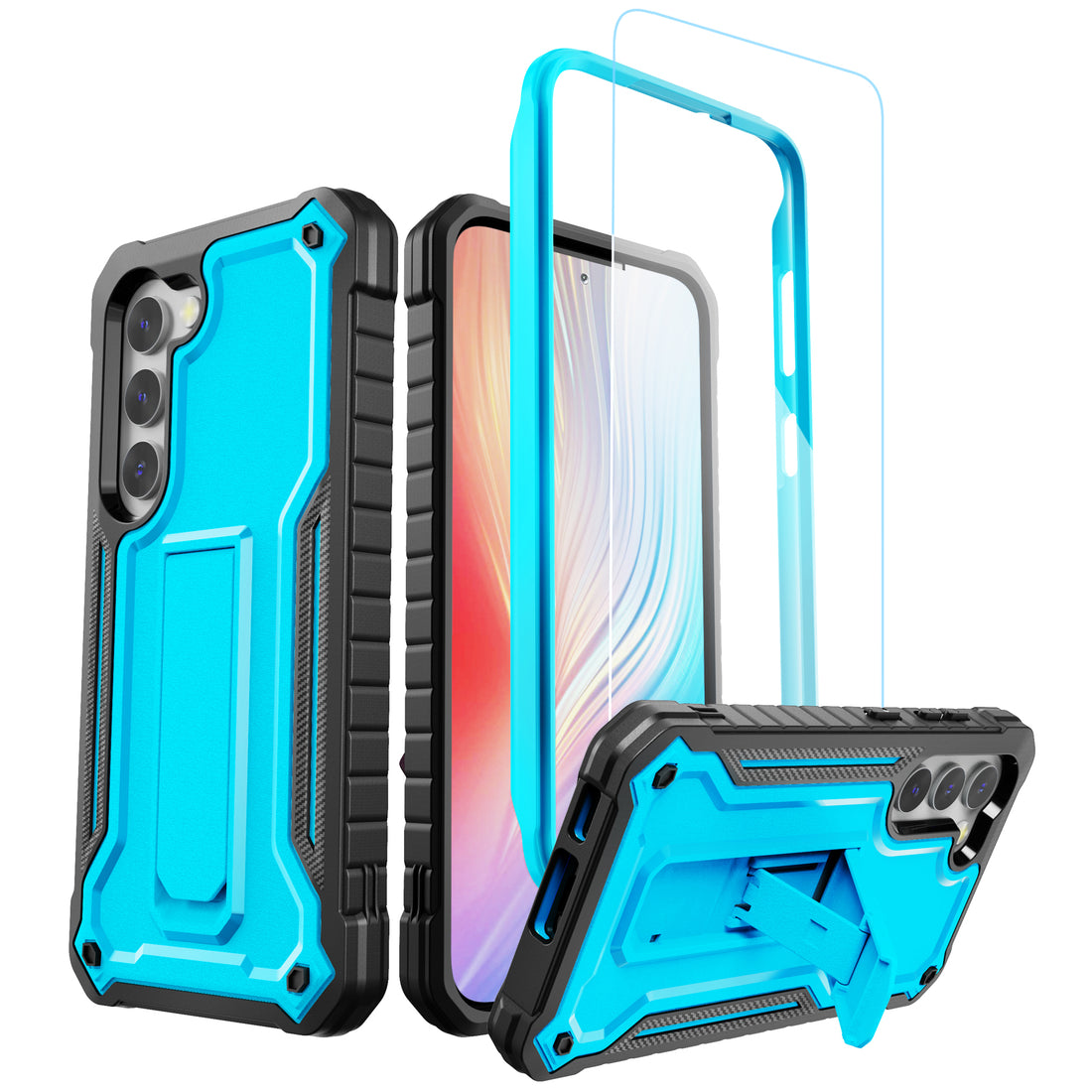 ExoGuard for Samsung Galaxy S23 Series Case, Rubber Shockproof Heavy Duty Case with Screen Protector Built-in Kickstand for Samsung S23 / Samsung S23 Plus / Samsung S23 Ultra（S23 Ultra Does not come with a screen protector）