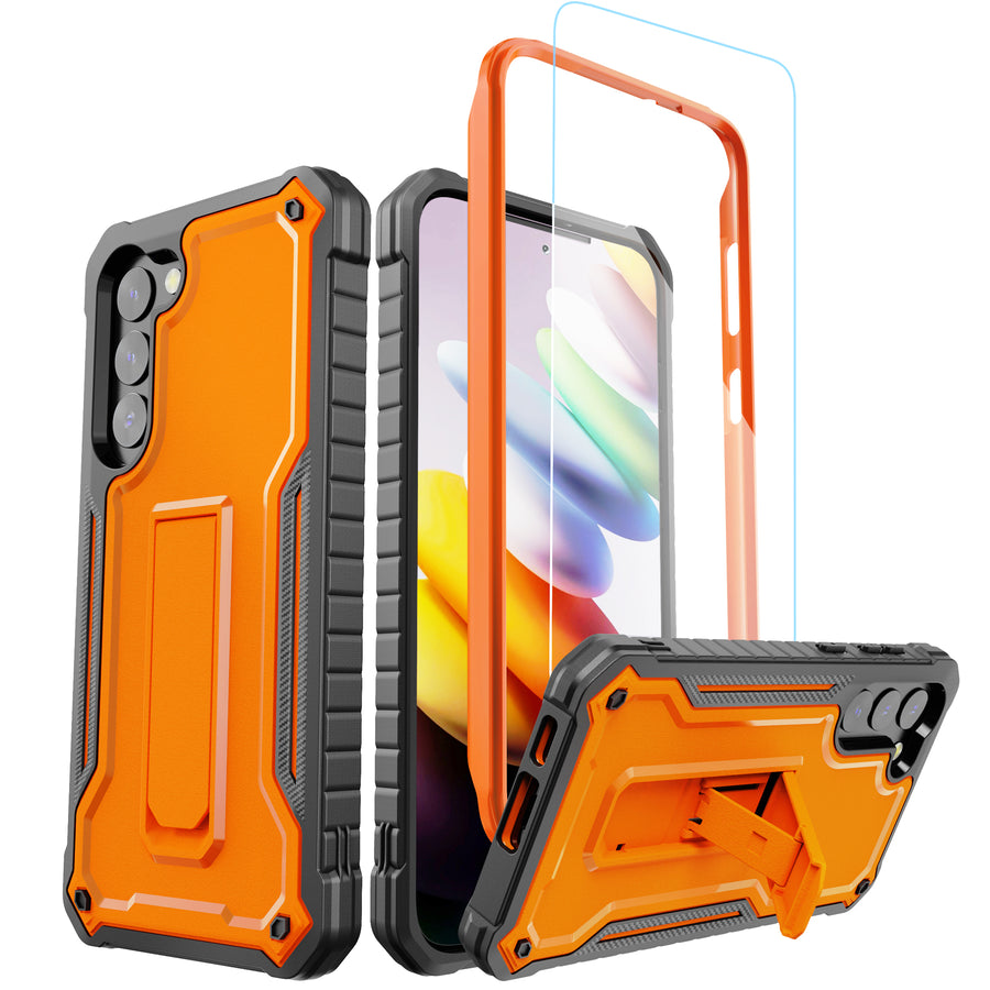 ExoGuard for Samsung Galaxy S23 Series Case, Rubber Shockproof Heavy Duty Case with Screen Protector Built-in Kickstand for Samsung S23 / Samsung S23 Plus / Samsung S23 Ultra（S23 Ultra Does not come with a screen protector）