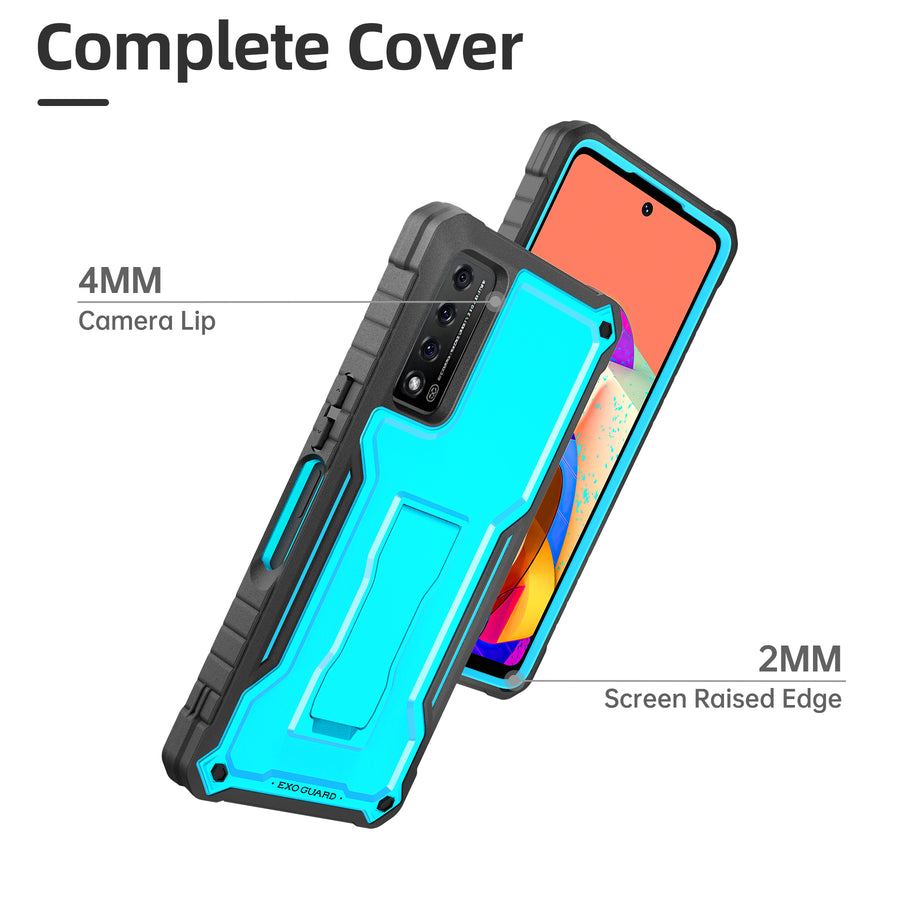 ExoGuard for TCL Stylus 5G Case, Rubber Shockproof Full-Body Cover Case Come with a Tempered Glass Screen Protector and Kickstand Compatible with TCL Stylus 5G Phone