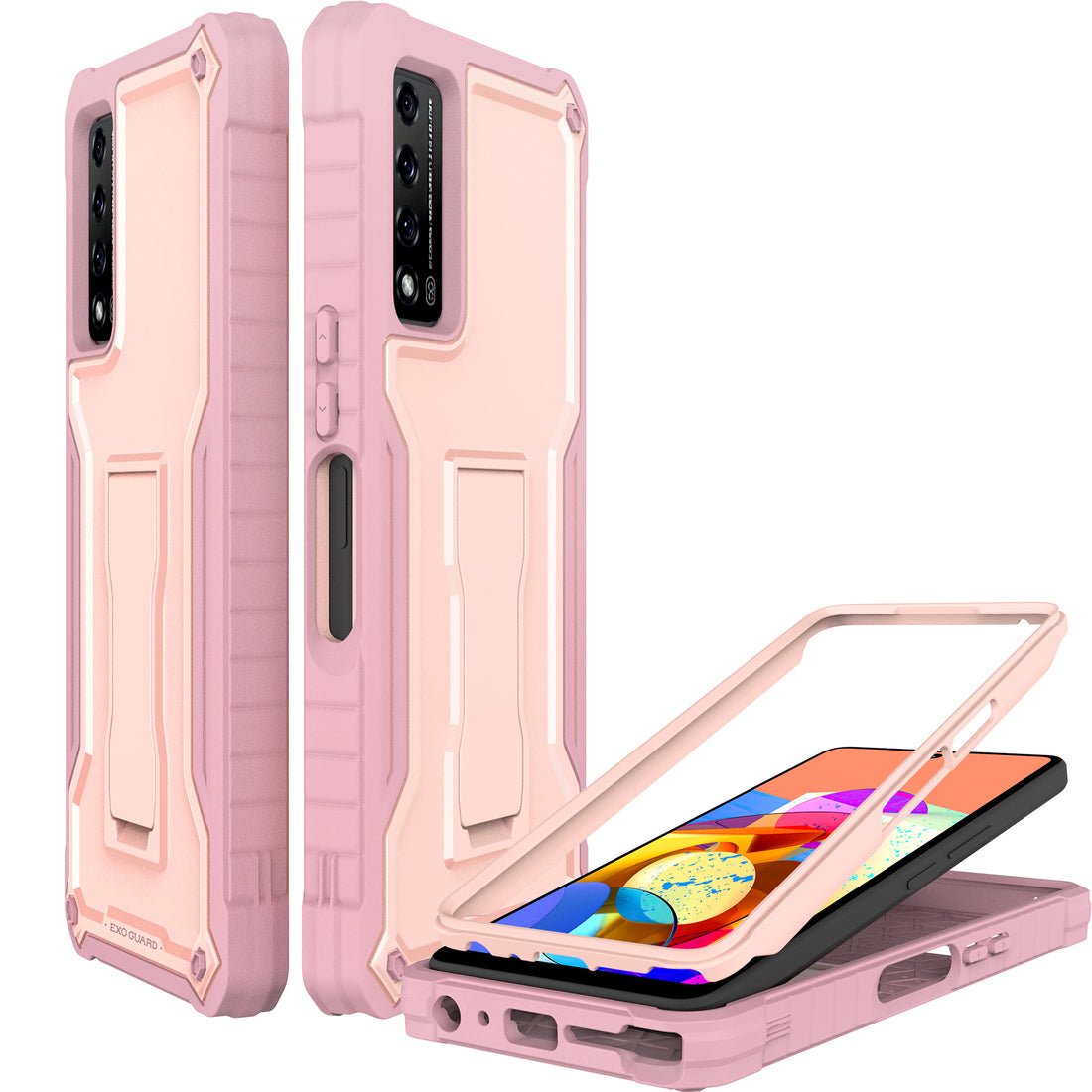 ExoGuard for TCL Stylus 5G Case, Rubber Shockproof Full-Body Cover Case Come with a Tempered Glass Screen Protector and Kickstand Compatible with TCL Stylus 5G Phone