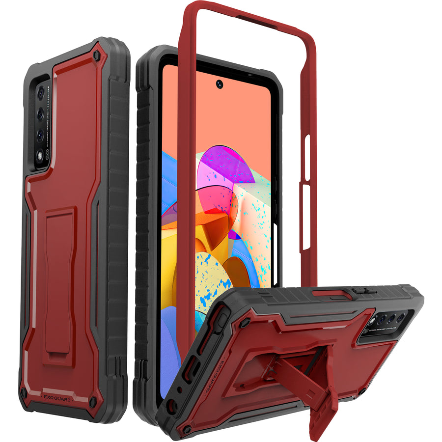 ExoGuard for TCL Stylus 5G Case, Rubber Shockproof Full-Body Cover Case Come with a Tempered Glass Screen Protector and Kickstand Compatible with TCL Stylus 5G Phone