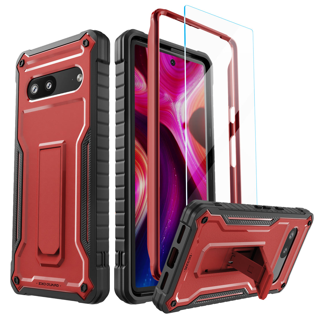 ExoGuard for Google Pixel 7 Series Case, Built-in Kickstand Rubber Shockproof Full Body Cover Case for Google Pixel 7/Google Pixel 7A/ Google Pixel 7 Pro