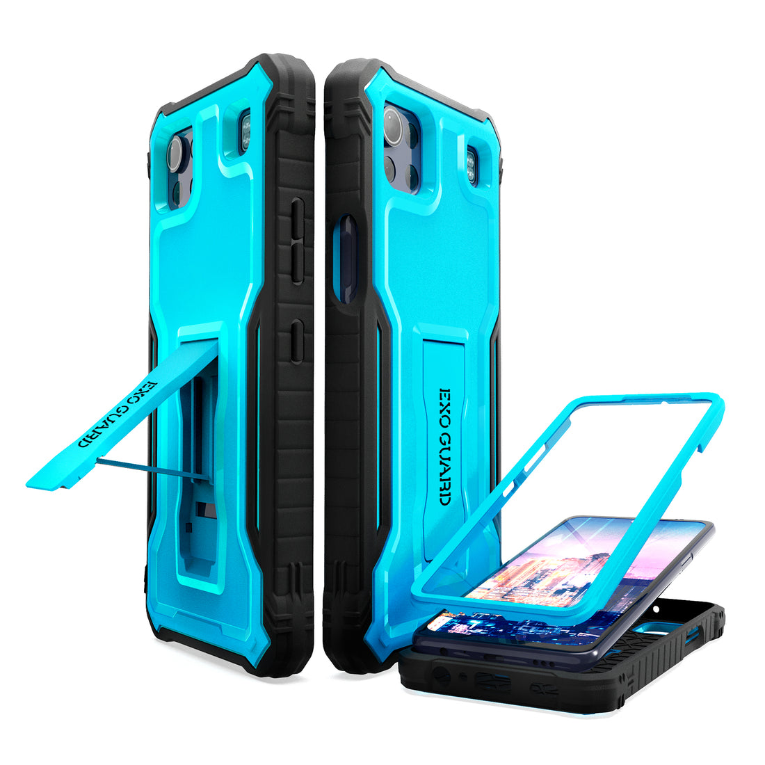 ExoGuard for LG K92 5G Case, Rubber Shockproof Full-Body Cover Case Built-in Screen Protector with Kickstand Compatible with LG K92 5G Phone