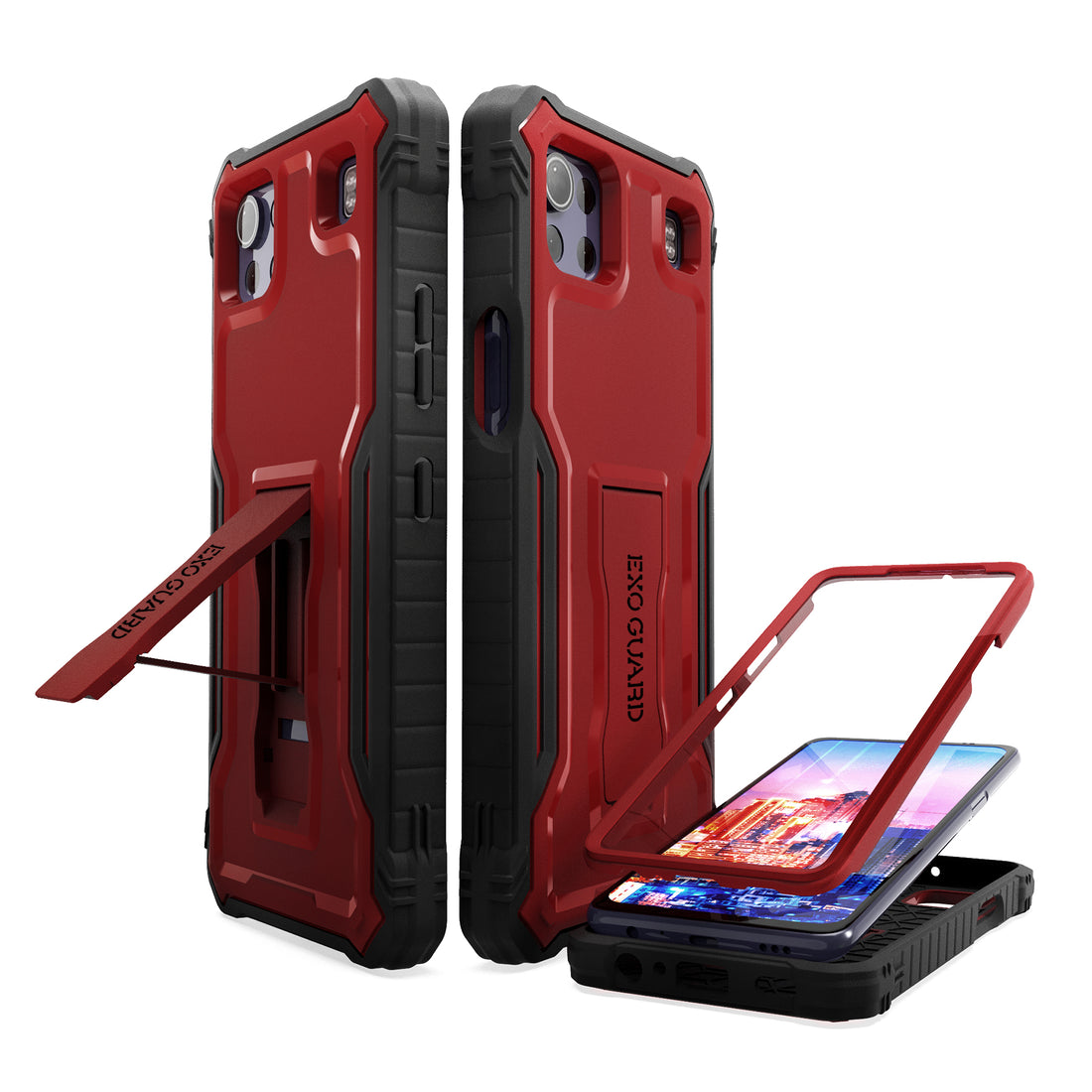 ExoGuard for LG K92 5G Case, Rubber Shockproof Full-Body Cover Case Built-in Screen Protector with Kickstand Compatible with LG K92 5G Phone