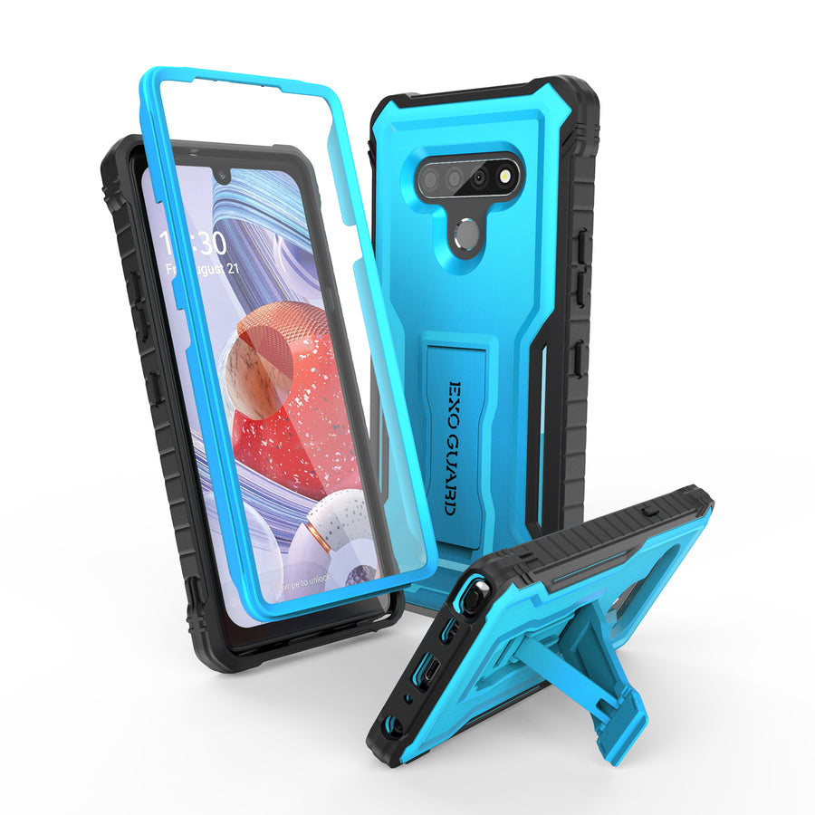 ExoGuard for LG Stylo 6 Case, Rubber Shockproof Cover Case Compatible with LG Stylo 6 Phone, Built-in Kickstand