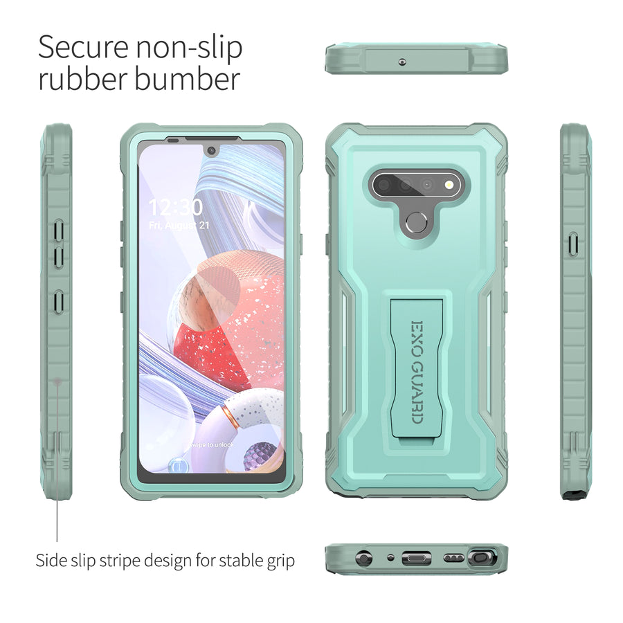 ExoGuard for LG Stylo 6 Case, Rubber Shockproof Cover Case Compatible with LG Stylo 6 Phone, Built-in Kickstand