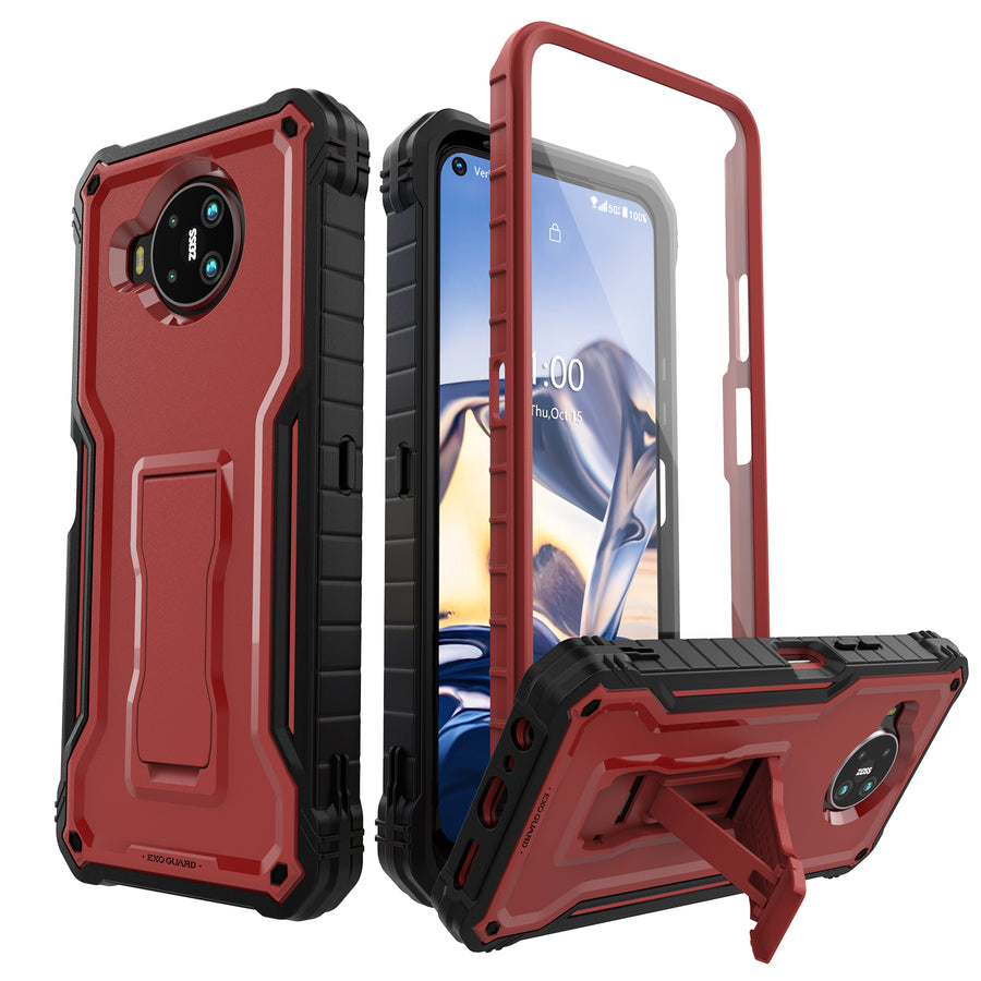 ExoGuard for Nokia 8 V 5G UW Case, Compatible with Nokia 8.3 Phone, Rubber Shockproof Full-Body Cover Case Built-in Screen Protector and Kickstand