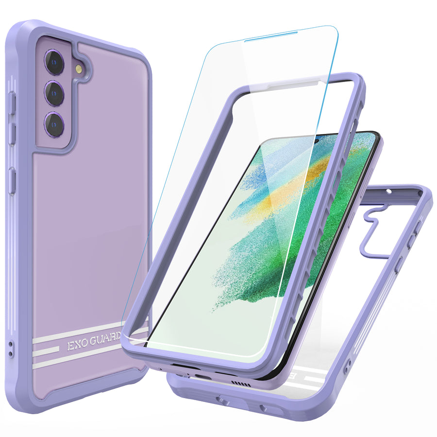 ExoGuard Samsung Galaxy S21 Series Case with Screen Protector, Dual Layer Full Body Protection Cover Clear Back （S21 Ultra Does not come with a screen protector）