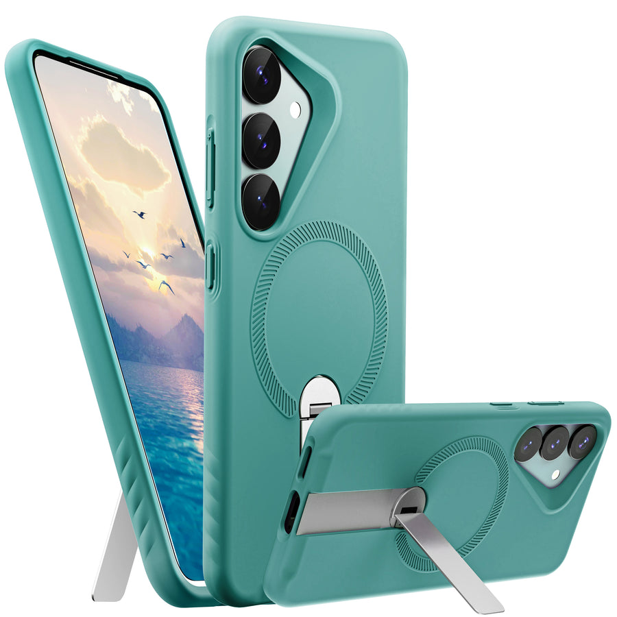 ExoGuard for Samsung Galaxy S25 Series Case, Adjustable Metal Kickstand, Soft Skin-Friendly Silicone Cover, Anti-Scratch Microfiber Lining for Samsung S25 / Samsung S25 Plus / Samsung S25 Ultra