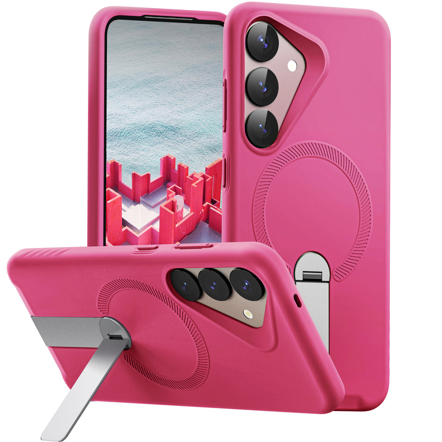 ExoGuard for Samsung Galaxy S25 Series Case, Adjustable Metal Kickstand, Soft Skin-Friendly Silicone Cover, Anti-Scratch Microfiber Lining for Samsung S25 / Samsung S25 Plus / Samsung S25 Ultra