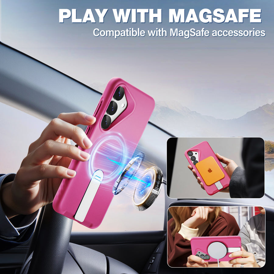 ExoGuard for Samsung Galaxy S25 Series Case, Adjustable Metal Kickstand, Soft Skin-Friendly Silicone Cover, Anti-Scratch Microfiber Lining for Samsung S25 / Samsung S25 Plus / Samsung S25 Ultra
