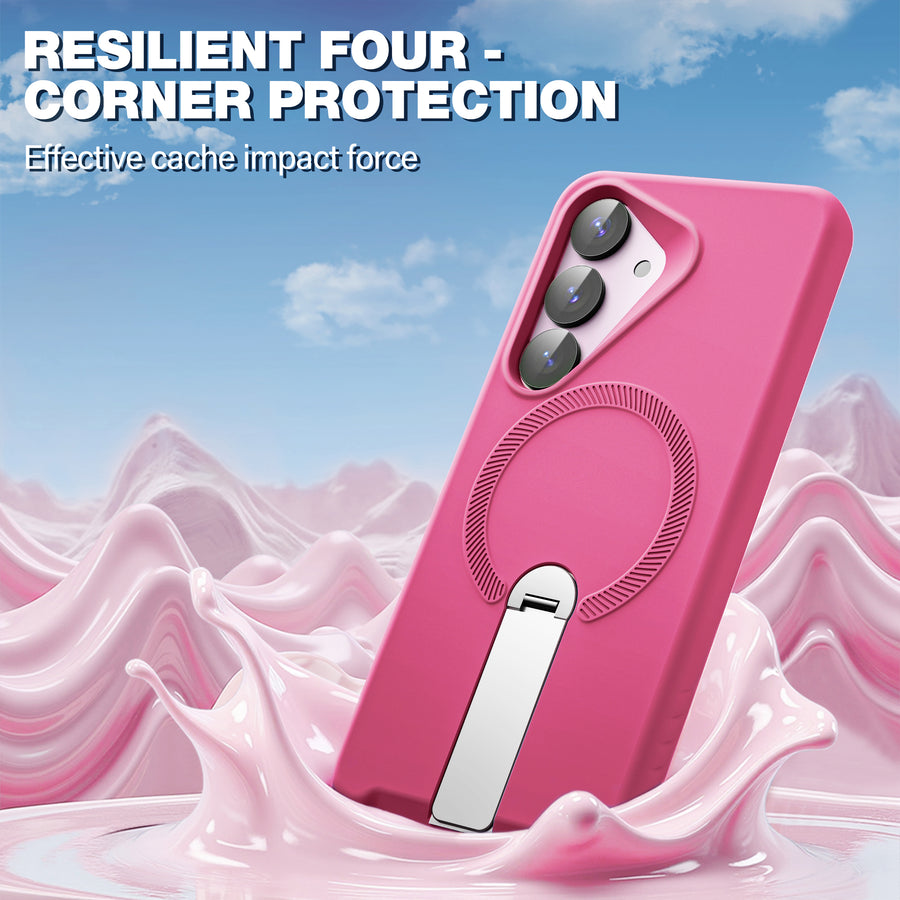 ExoGuard for Samsung Galaxy S25 Series Case, Adjustable Metal Kickstand, Soft Skin-Friendly Silicone Cover, Anti-Scratch Microfiber Lining for Samsung S25 / Samsung S25 Plus / Samsung S25 Ultra