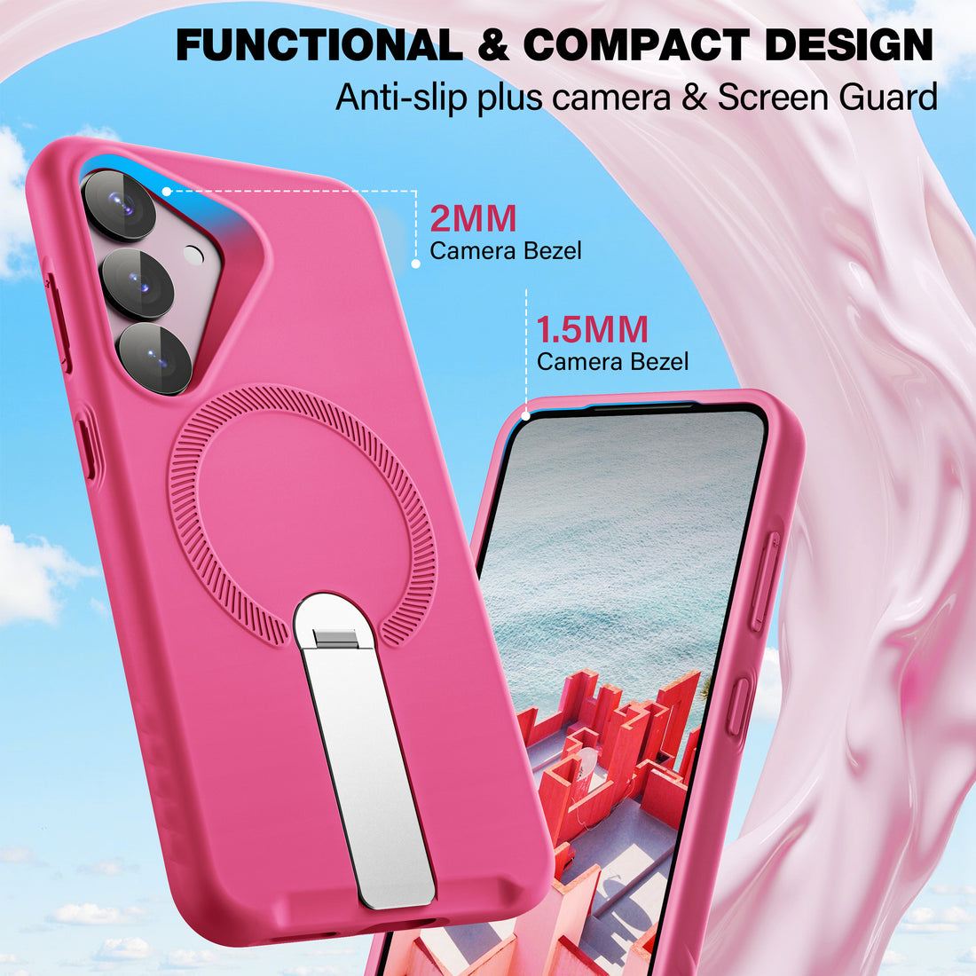 ExoGuard for Samsung Galaxy S25 Series Case, Adjustable Metal Kickstand, Soft Skin-Friendly Silicone Cover, Anti-Scratch Microfiber Lining for Samsung S25 / Samsung S25 Plus / Samsung S25 Ultra