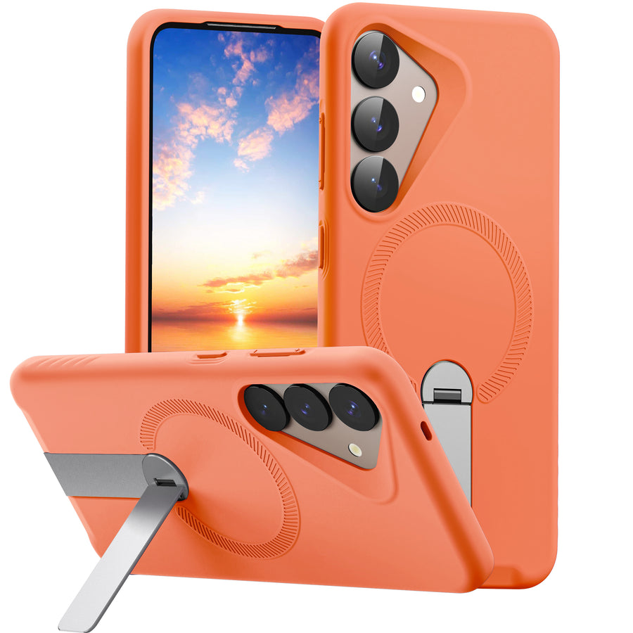 ExoGuard for Samsung Galaxy S25 Series Case, Adjustable Metal Kickstand, Soft Skin-Friendly Silicone Cover, Anti-Scratch Microfiber Lining for Samsung S25 / Samsung S25 Plus / Samsung S25 Ultra
