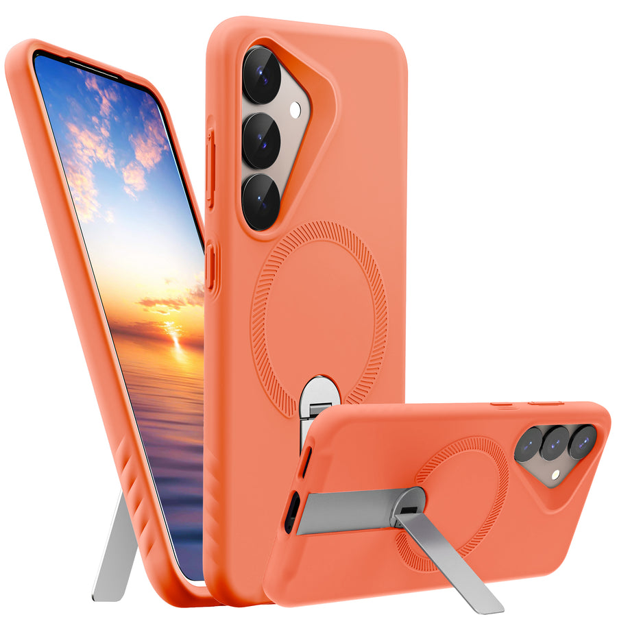 ExoGuard for Samsung Galaxy S25 Series Case, Adjustable Metal Kickstand, Soft Skin-Friendly Silicone Cover, Anti-Scratch Microfiber Lining for Samsung S25 / Samsung S25 Plus / Samsung S25 Ultra