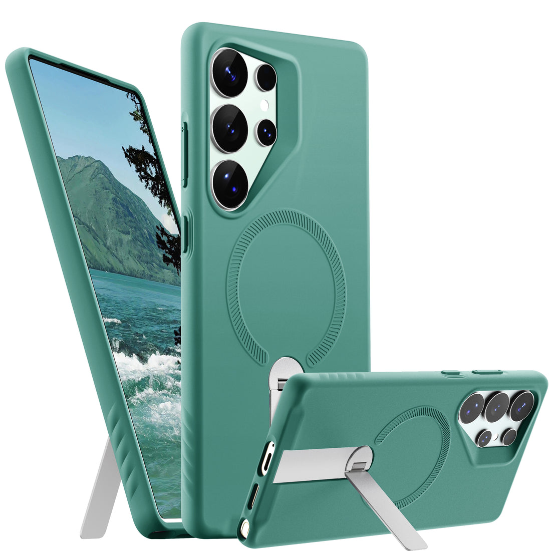 ExoGuard for Samsung Galaxy S25 Series Case, Adjustable Metal Kickstand, Soft Skin-Friendly Silicone Cover, Anti-Scratch Microfiber Lining for Samsung S25 / Samsung S25 Plus / Samsung S25 Ultra