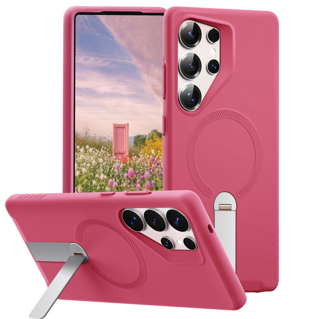 ExoGuard for Samsung Galaxy S25 Series Case, Adjustable Metal Kickstand, Soft Skin-Friendly Silicone Cover, Anti-Scratch Microfiber Lining for Samsung S25 / Samsung S25 Plus / Samsung S25 Ultra