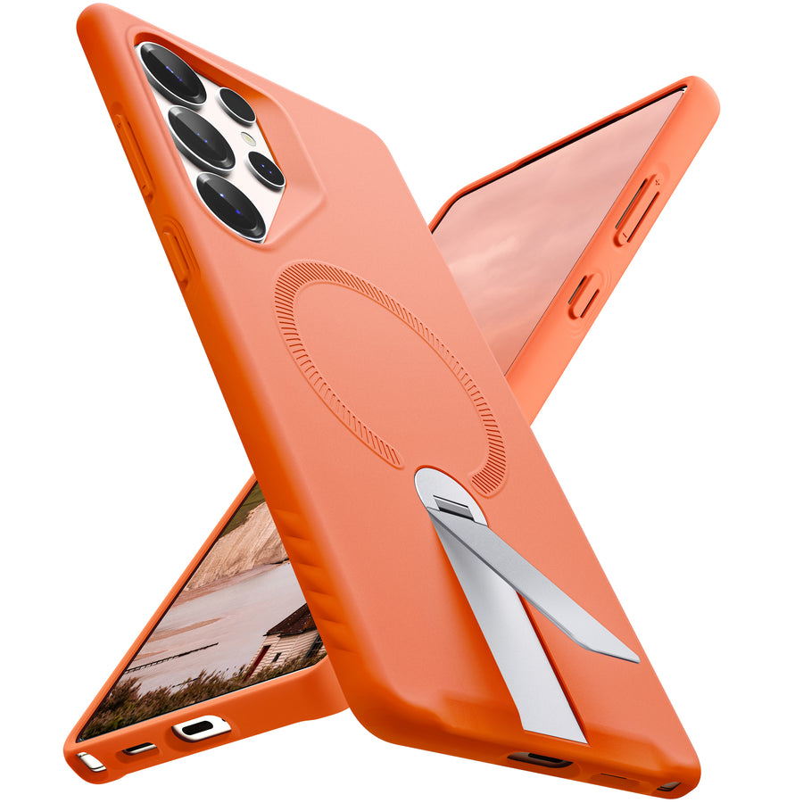 ExoGuard for Samsung Galaxy S25 Series Case, Adjustable Metal Kickstand, Soft Skin-Friendly Silicone Cover, Anti-Scratch Microfiber Lining for Samsung S25 / Samsung S25 Plus / Samsung S25 Ultra