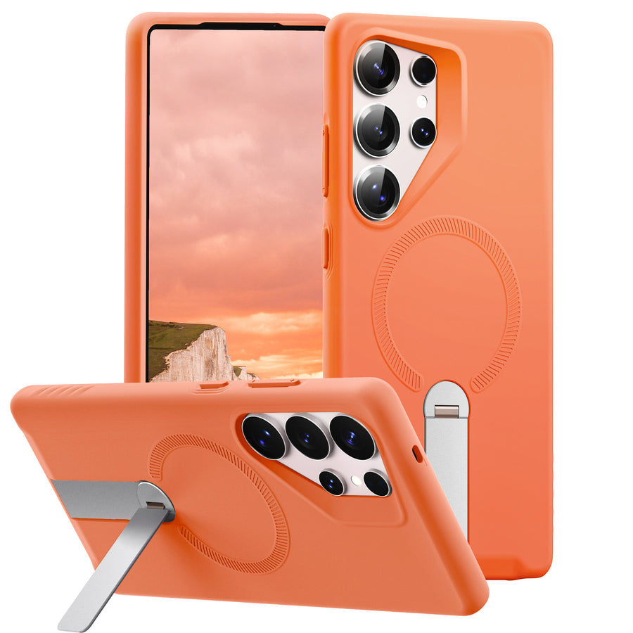 ExoGuard for Samsung Galaxy S25 Series Case, Adjustable Metal Kickstand, Soft Skin-Friendly Silicone Cover, Anti-Scratch Microfiber Lining for Samsung S25 / Samsung S25 Plus / Samsung S25 Ultra