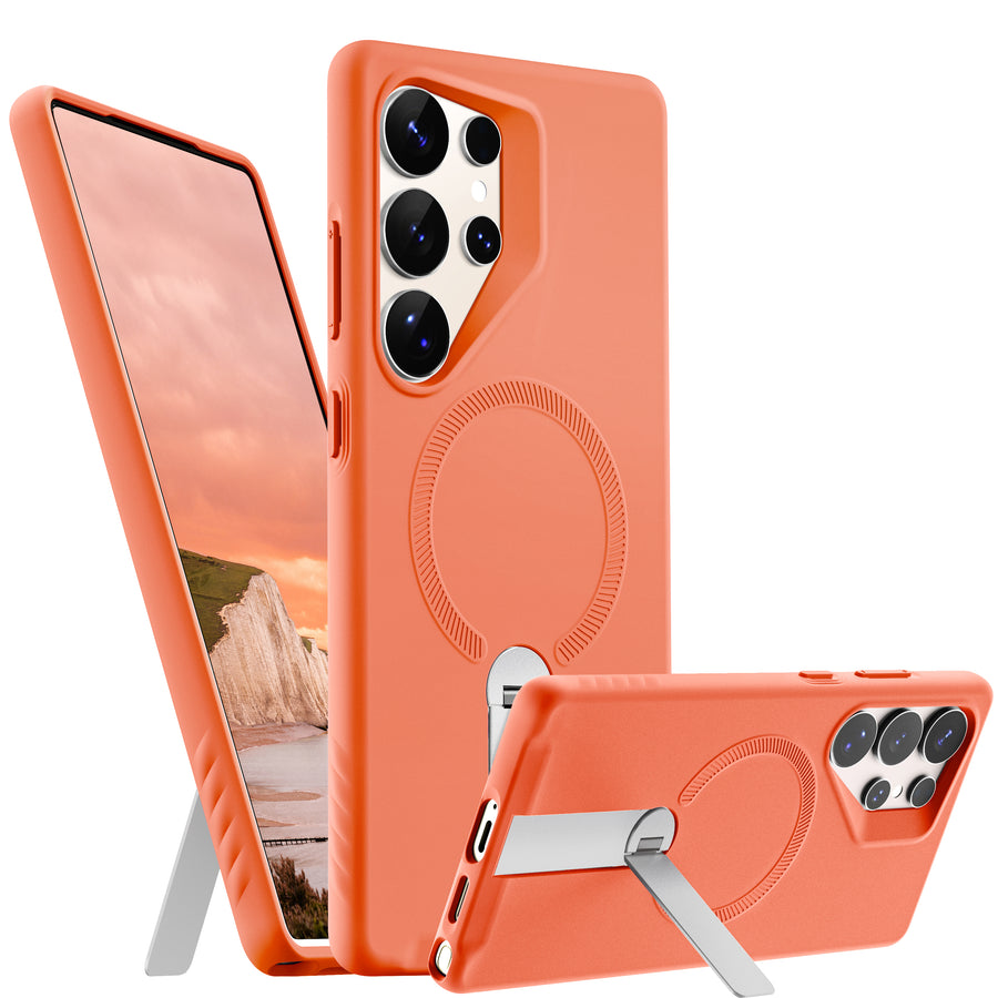 ExoGuard for Samsung Galaxy S25 Series Case, Adjustable Metal Kickstand, Soft Skin-Friendly Silicone Cover, Anti-Scratch Microfiber Lining for Samsung S25 / Samsung S25 Plus / Samsung S25 Ultra