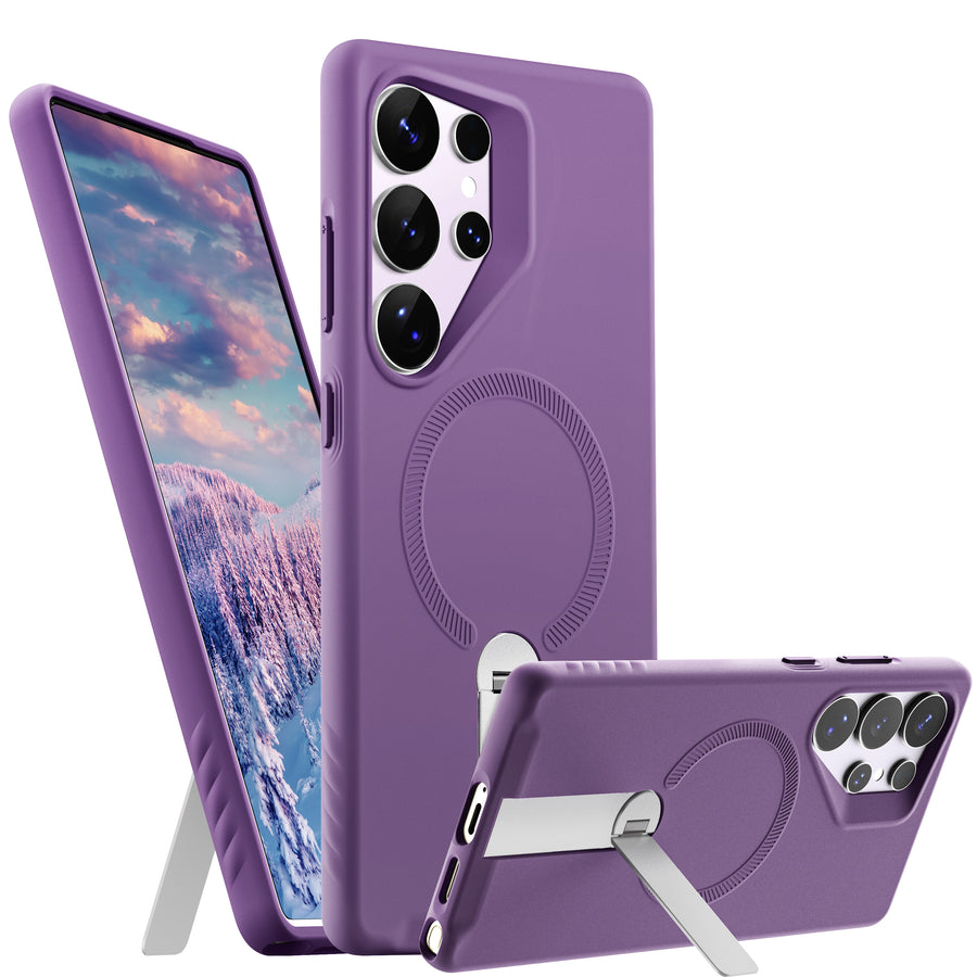 ExoGuard for Samsung Galaxy S25 Series Case, Adjustable Metal Kickstand, Soft Skin-Friendly Silicone Cover, Anti-Scratch Microfiber Lining for Samsung S25 / Samsung S25 Plus / Samsung S25 Ultra