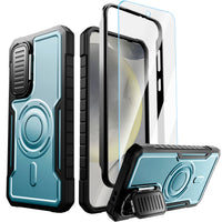 ExoGuard for Samsung Galaxy S24 FE Case with Screen Protector,Rubber Full-Body Cover Protective Case with Camera Cover and Kickstand Function