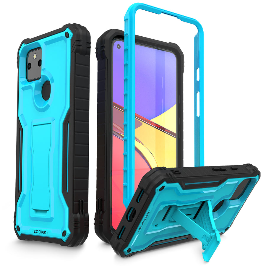 ExoGuard for Google Pixel 5 Series Case, Rubber Shockproof Full-Body Cover Case Built-in Screen Protector and Kickstand Compatible with Google Pixel 5/Google Pixel 5A