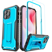 ExoGuard for iPhone 14 Series Case, Rubber Shockproof Full-Body Cover Case Come with a Tempered Glass Screen Protector and Kickstand for iPhone 14/iPhone 14 Plus/iPhone 14 Pro/iPhone 14 Pro Max