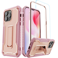 ExoGuard for iPhone 14 Series Case, Rubber Shockproof Full-Body Cover Case Come with a Tempered Glass Screen Protector and Kickstand for iPhone 14/iPhone 14 Plus/iPhone 14 Pro/iPhone 14 Pro Max