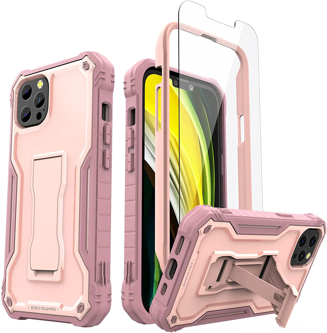 ExoGuard for iPhone 12 Series Case, Rubber Shockproof Full-Body Cover