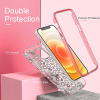 ExoGuard for iPhone 12 Case, Compatible with iPhone 12 Pro Case 6.1 Inch Comes with Tempered Glass Screen Protector,  Floral Pattern Gold Glitter Shockproof Slim Cover Clear Case