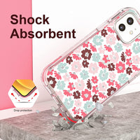 ExoGuard for iPhone 12 Case, Compatible with iPhone 12 Pro Case 6.1 Inch Comes with Tempered Glass Screen Protector,  Floral Pattern Gold Glitter Shockproof Slim Cover Clear Case