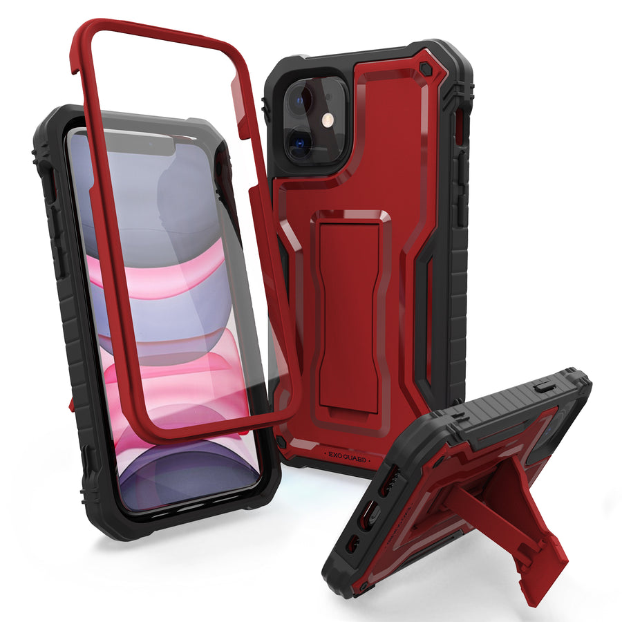 ExoGuard for iPhone 11 Series Case, Rubber Shockproof Full-Body Cover Case Built-in Screen Protector with Kickstand for iPhone 11/iPhone 11 Pro/iPhone 11 Pro Max